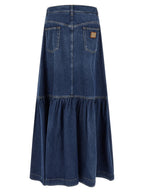 Blue Cotton Mini Skirt