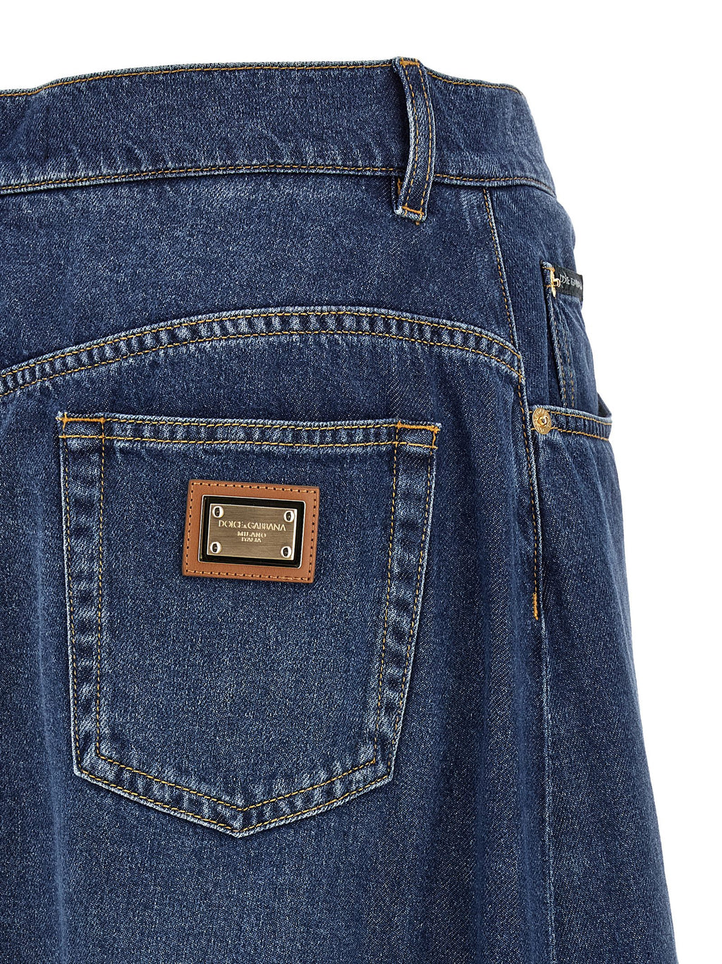 Blue Cotton Mini Skirt