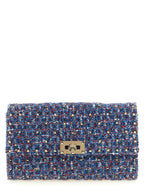 Blue Polyester Crossbody Bag