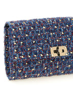 Blue Polyester Crossbody Bag