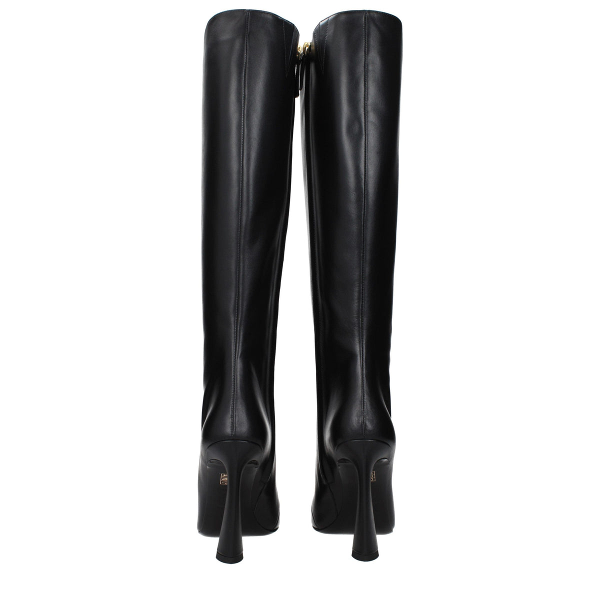 Black Leather High Heel Boots