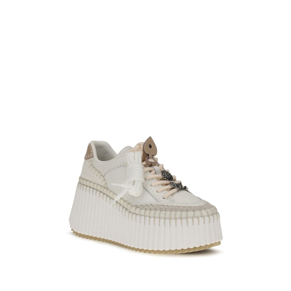 White Calf Leather Bos Taurus Platform Sneakers