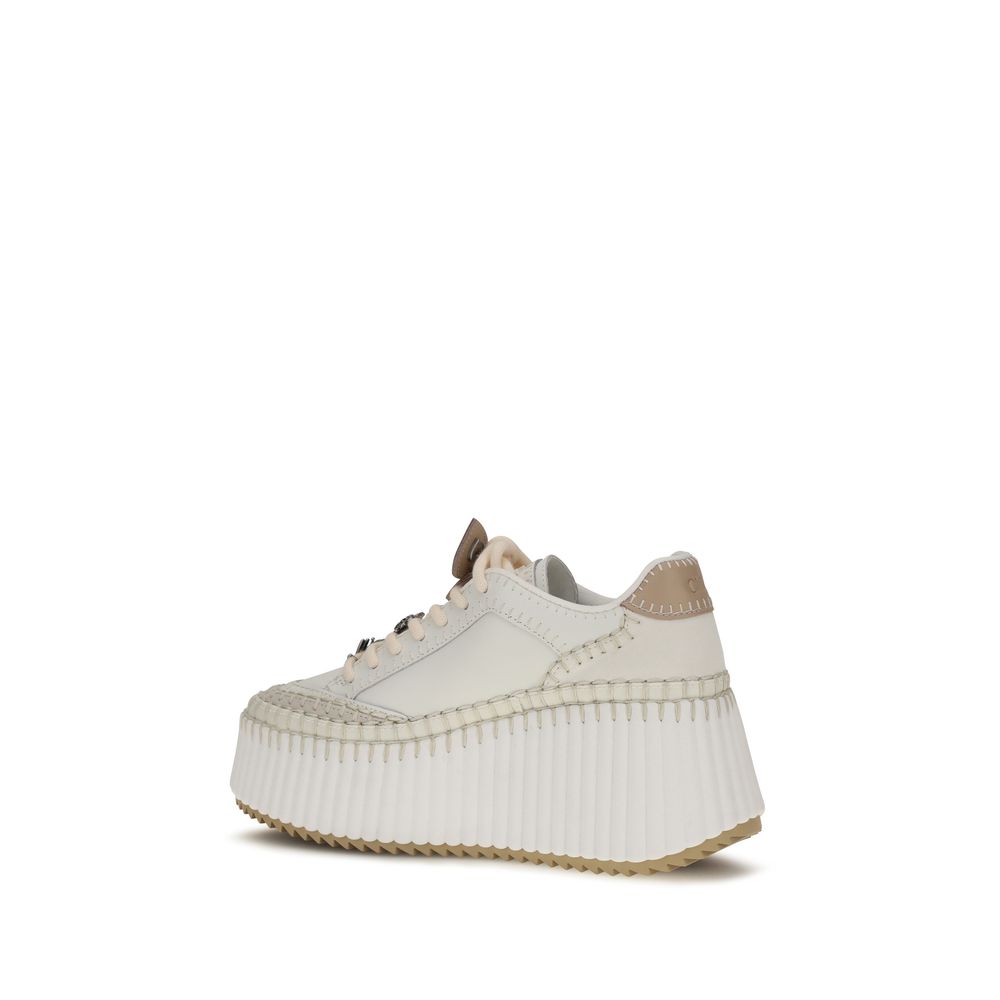 White Calf Leather Bos Taurus Platform Sneakers