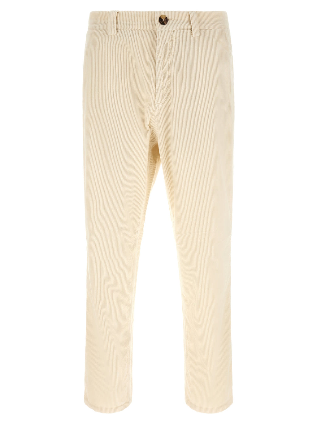 Beige Cotton Casual Pants