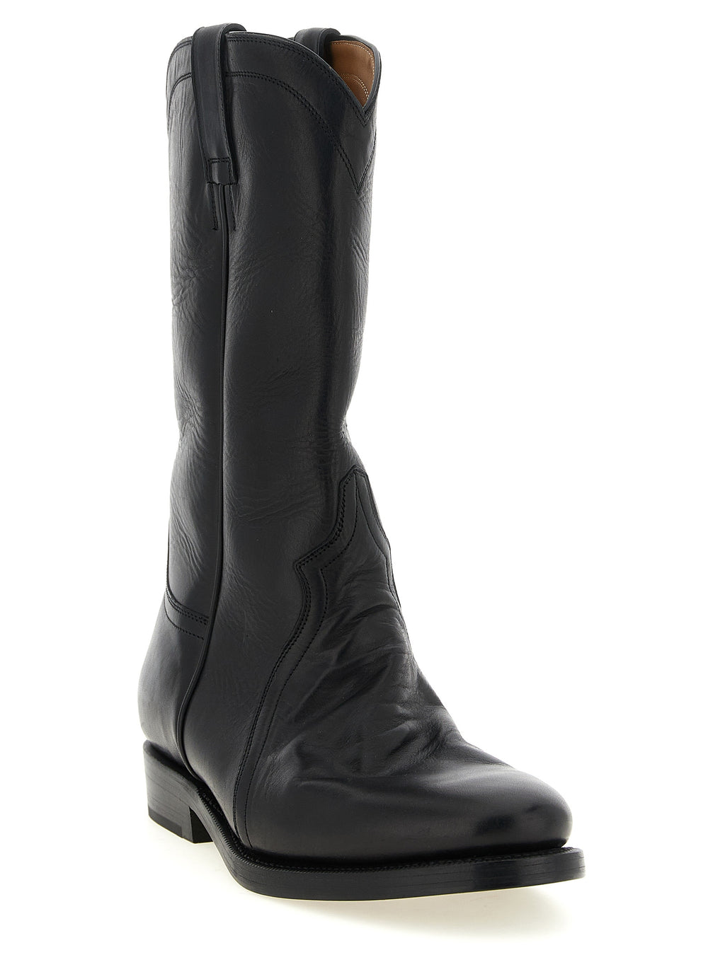 Black Calfskin Over The Knee