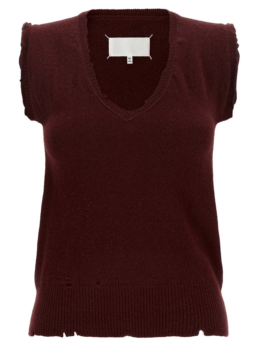 Bordeaux Virgin Wool Sleeveless Jacket