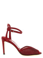 Red Lamb Leather Stiletto Heel Sandals