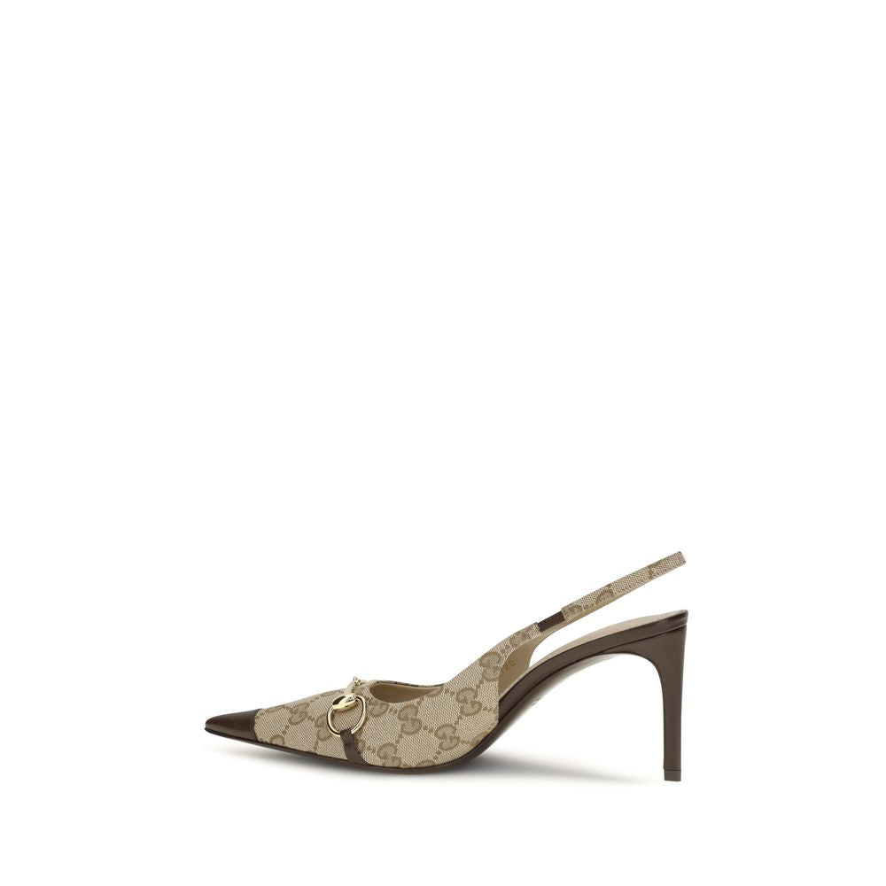 Beige Fabric High Heel Pumps