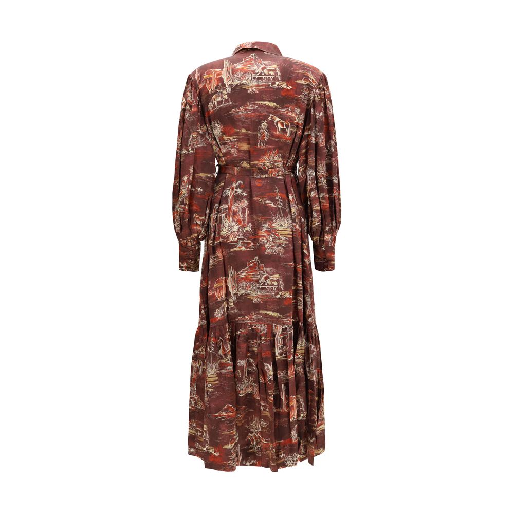 Brown Silk Casual Dress