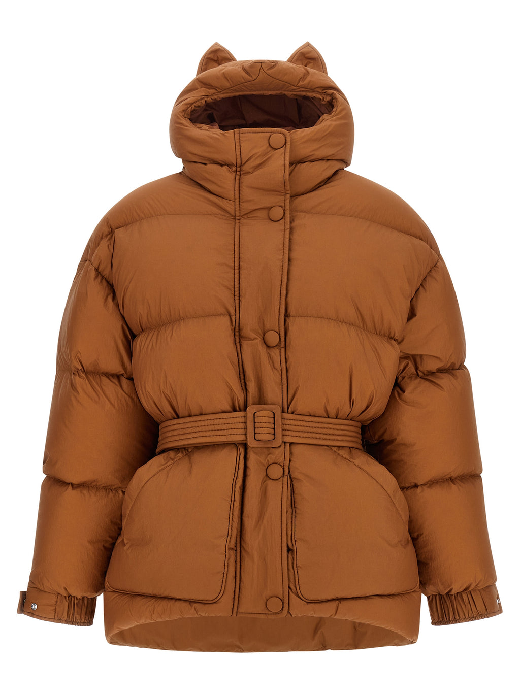 Brown Nylon Full-Length Jacket