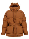 Brown Nylon Full-Length Jacket