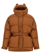 Brown Nylon Full-Length Jacket