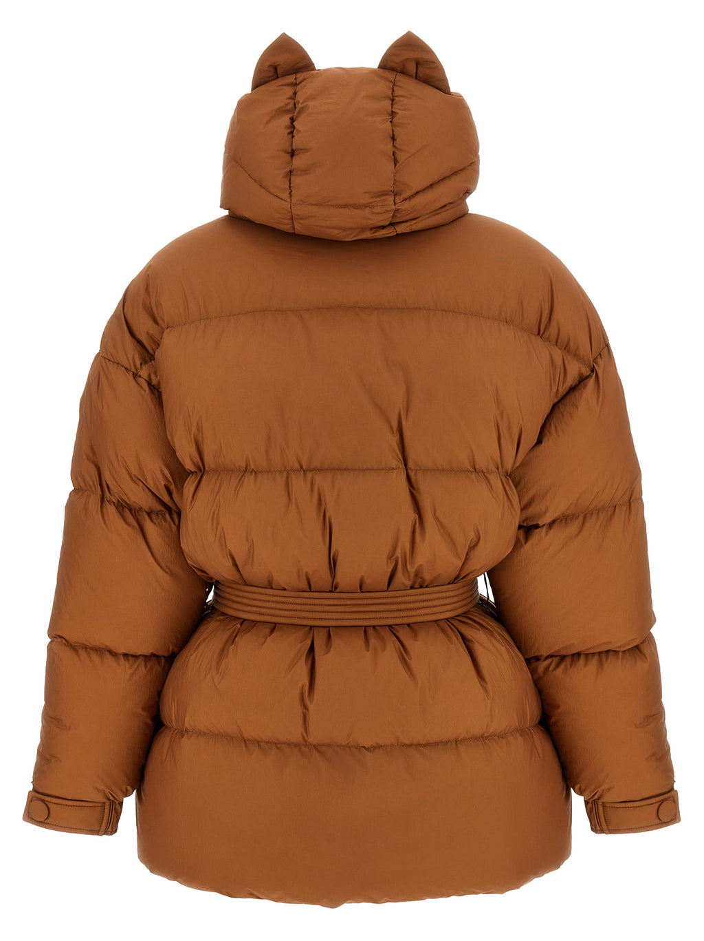 Brown Nylon Full-Length Jacket