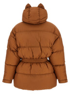 Brown Nylon Full-Length Jacket