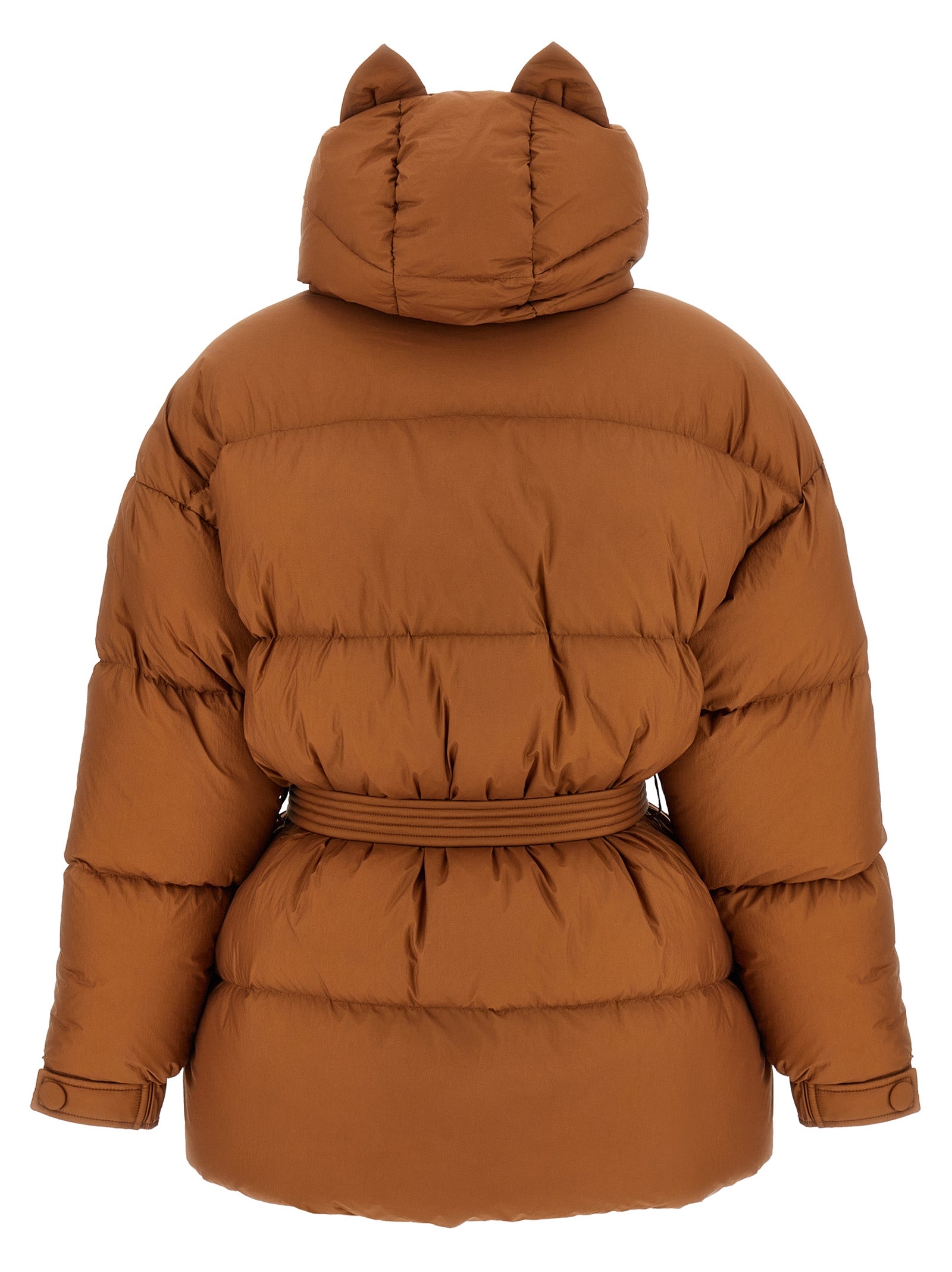 Brown Nylon Full-Length Jacket