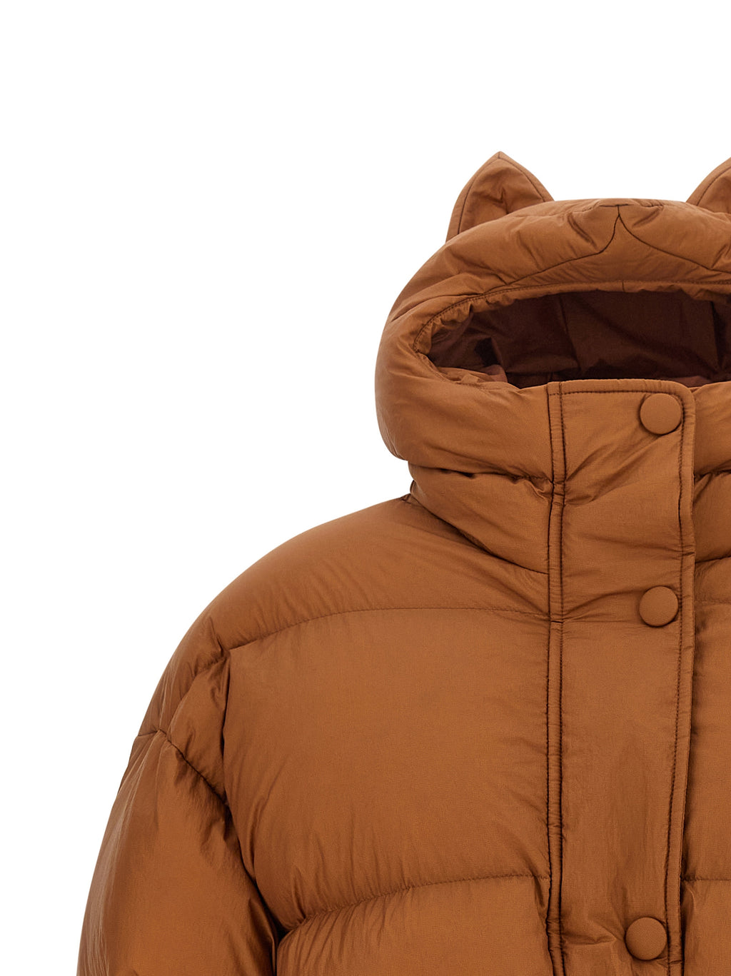 Brown Nylon Full-Length Jacket