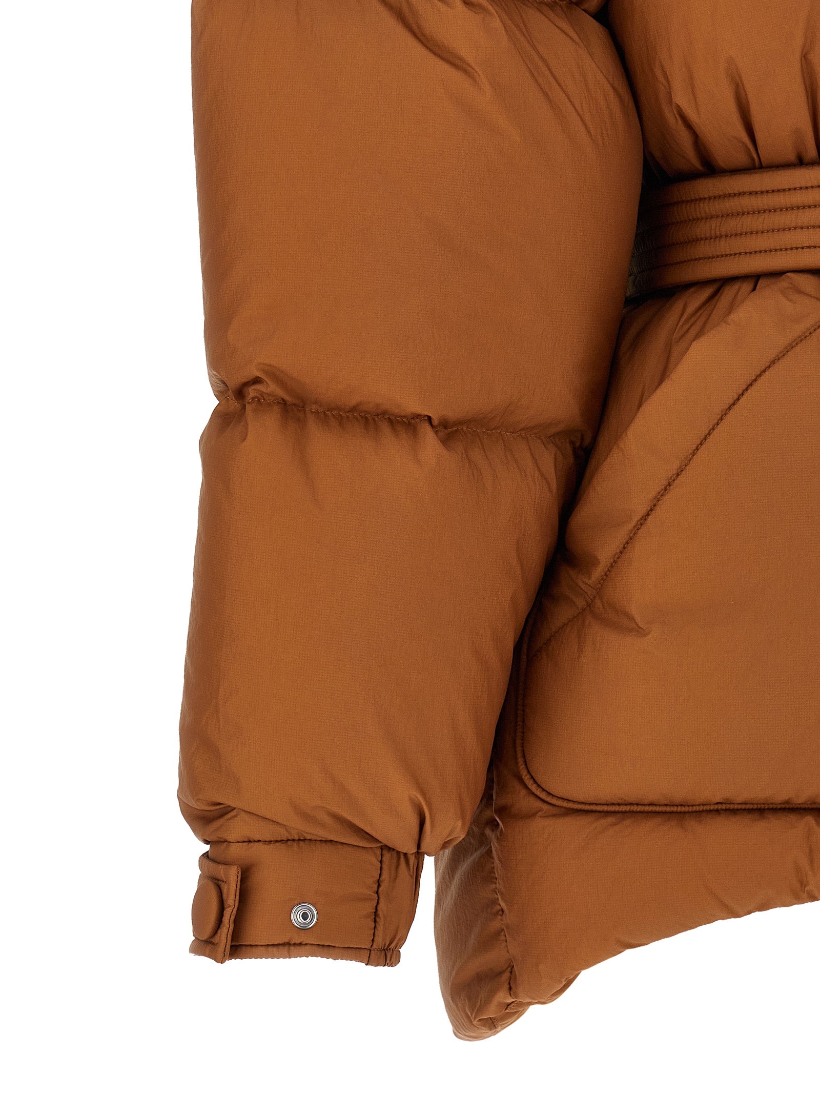 Brown Nylon Full-Length Jacket