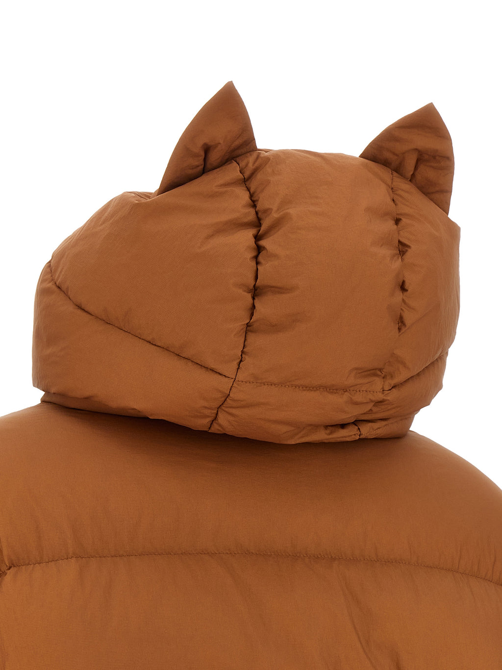 Brown Nylon Full-Length Jacket