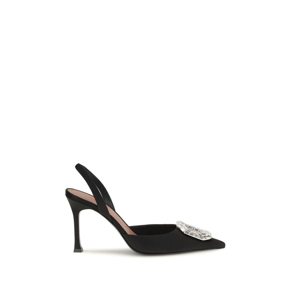 Black Satin High Heel Pumps