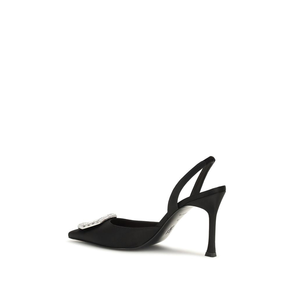 Black Satin High Heel Pumps
