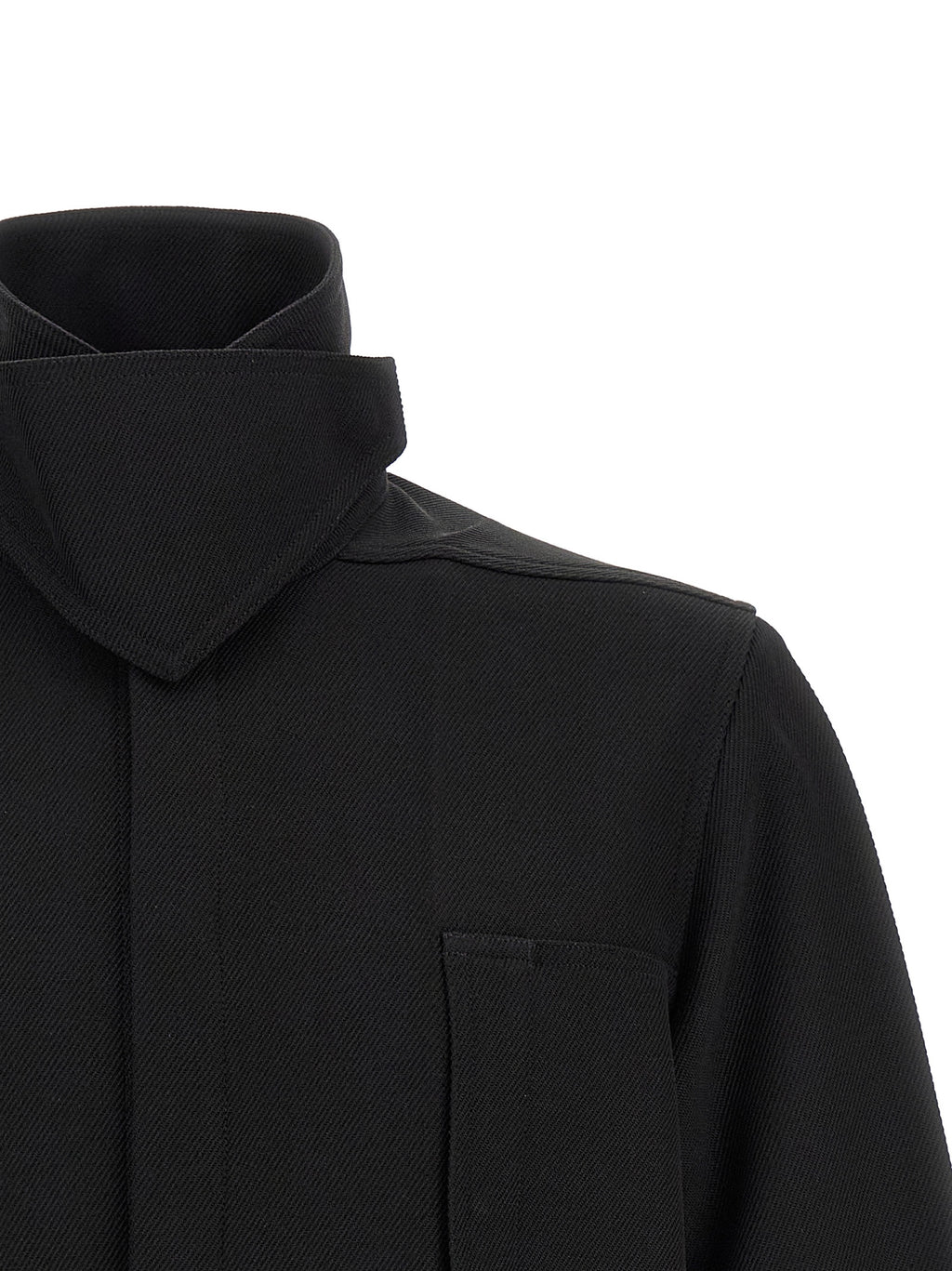 Black Cotton Full-Length Jacket