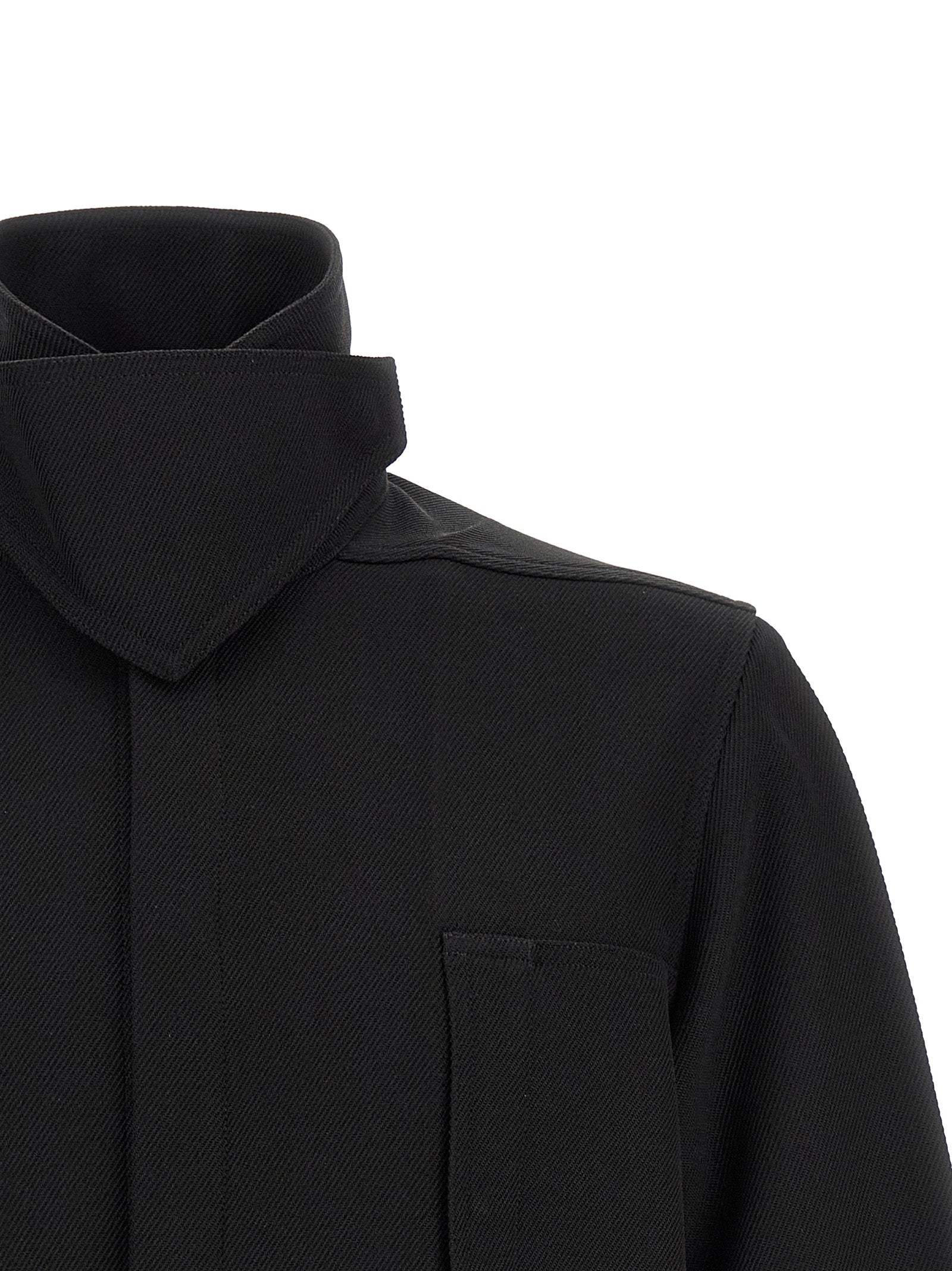 Black Cotton Full-Length Jacket