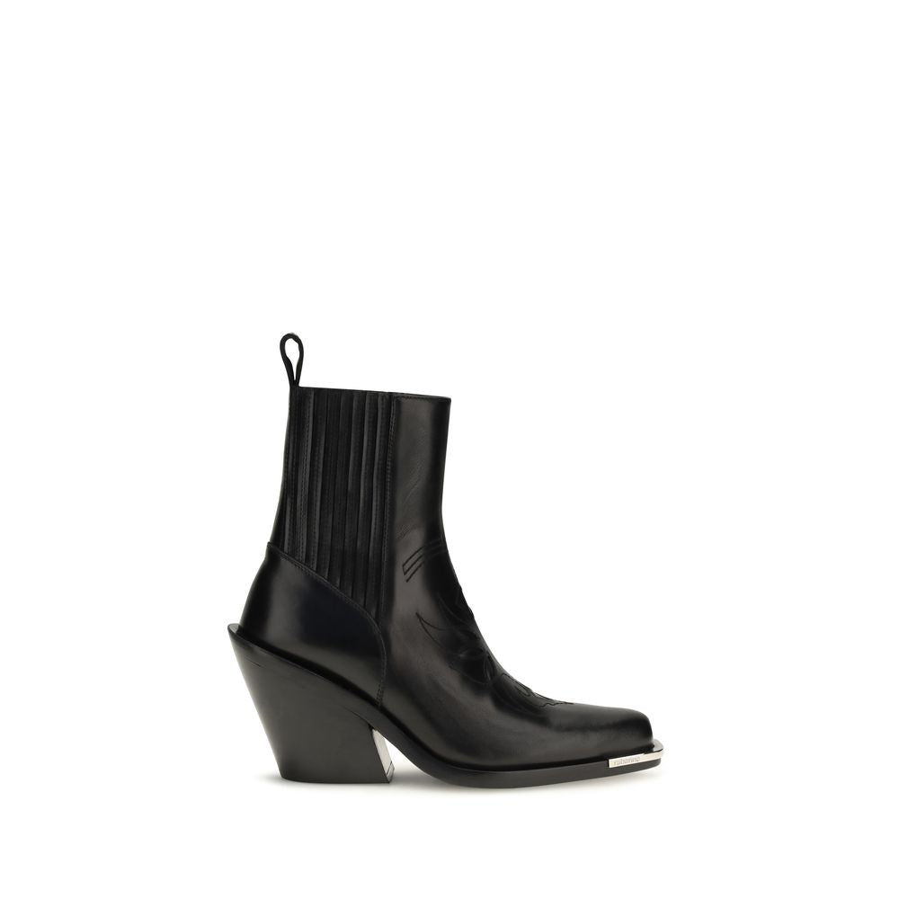 Black Calf Leather Bos Taurus Ankle Boots