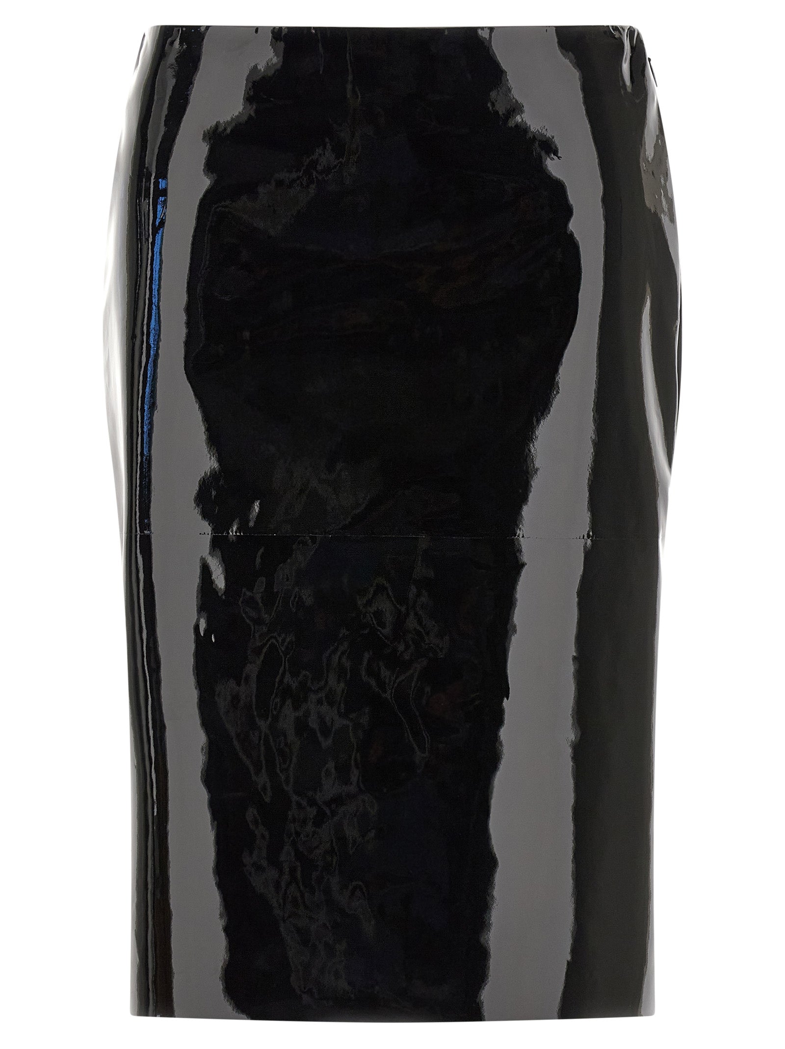 Black Lamb Leather Midi Skirt