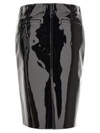 Black Lamb Leather Midi Skirt