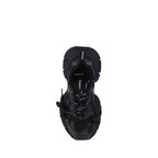 Black Polyurethane Chunky Sneakers