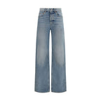 Blue Cotton High-Waisted Jean