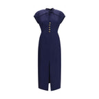 Blue Silk Casual Dress