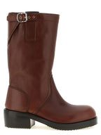 Brown Bovine Leather Ankle Boots