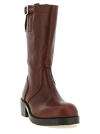 Brown Bovine Leather Ankle Boots
