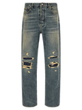 Blue Cotton Straight-Leg Jeans