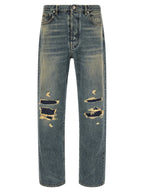 Blue Cotton Straight-Leg Jeans