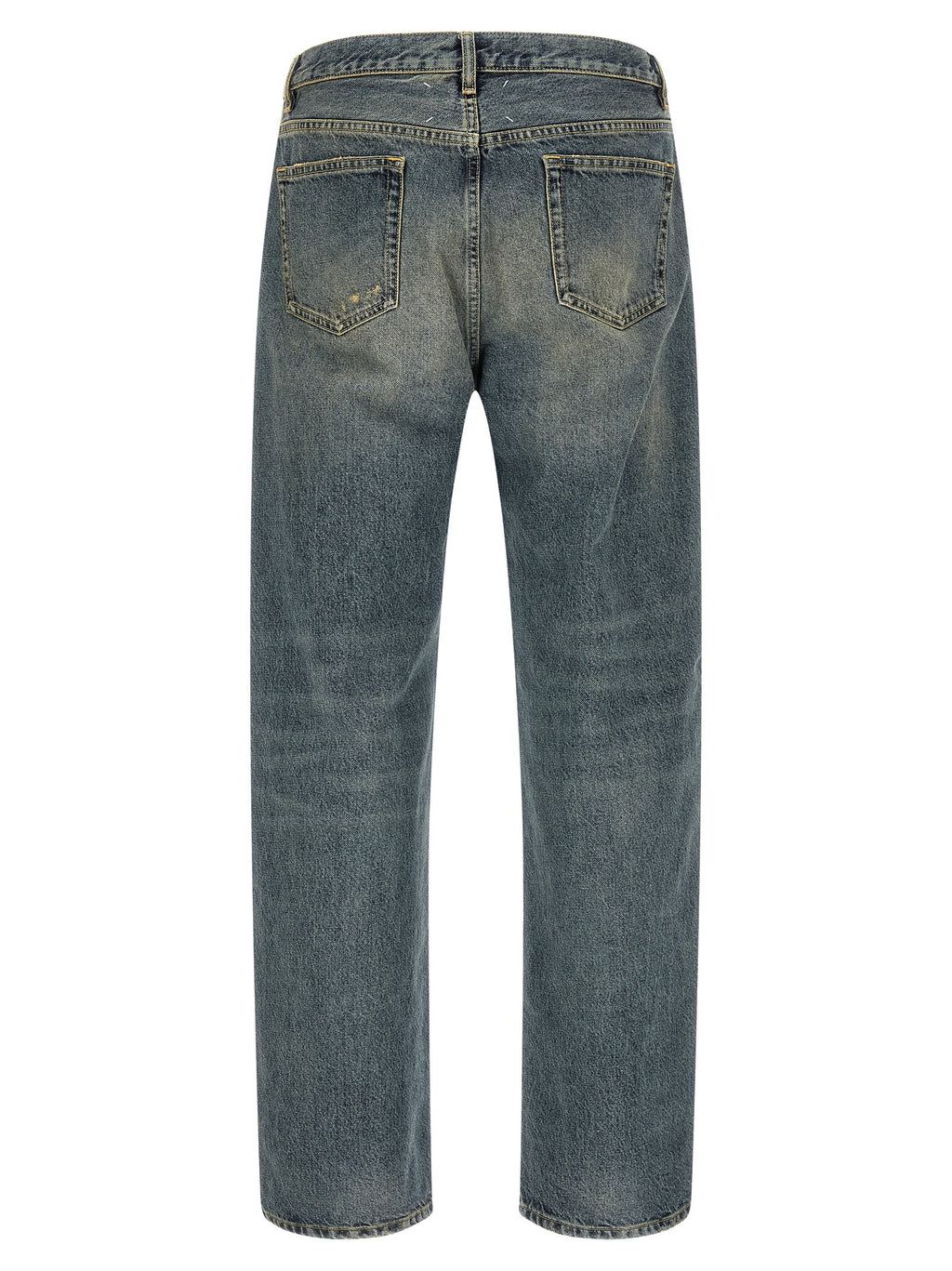 Blue Cotton Straight-Leg Jeans