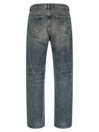Blue Cotton Straight-Leg Jeans