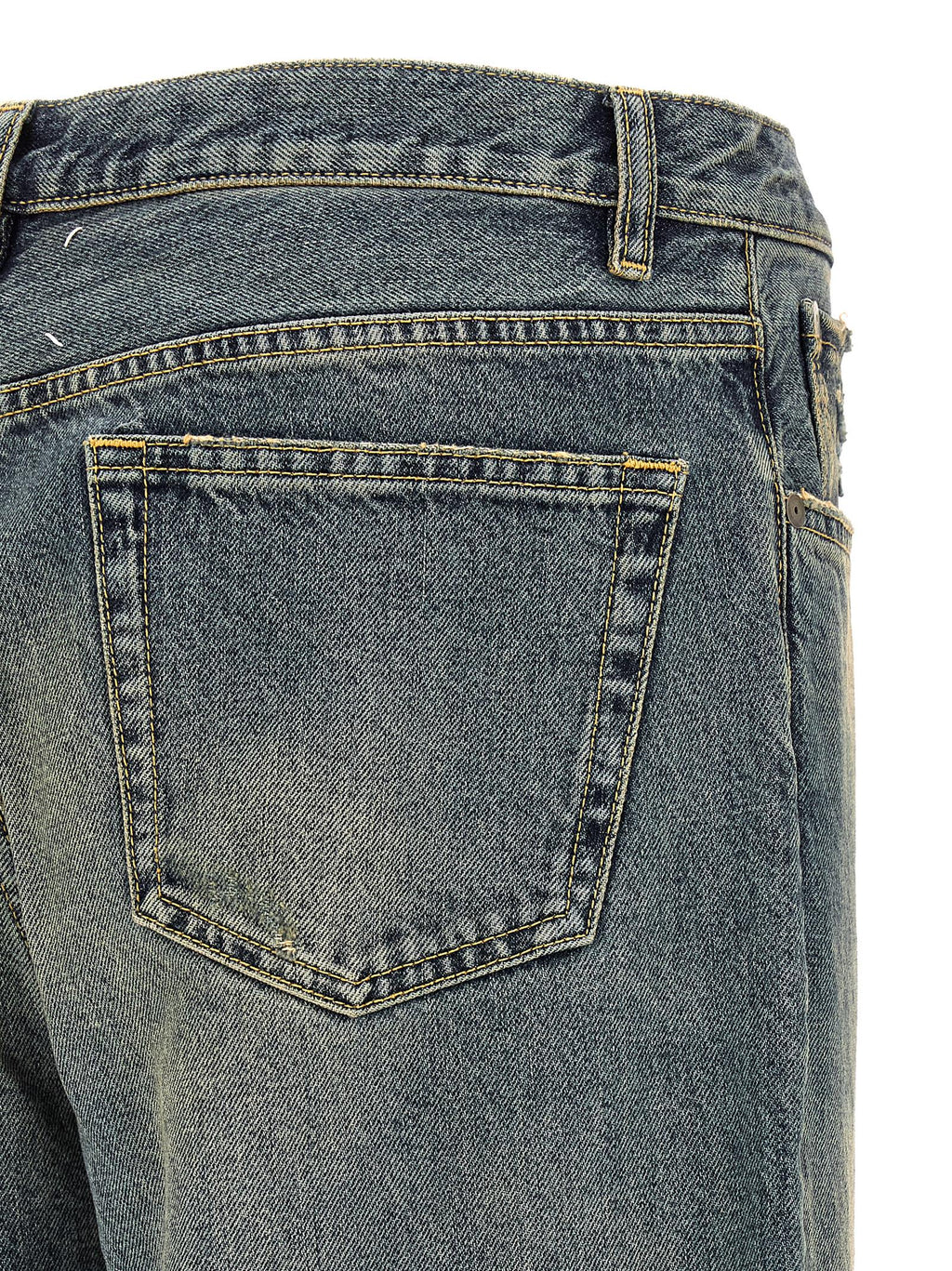 Blue Cotton Straight-Leg Jeans