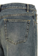 Blue Cotton Straight-Leg Jeans