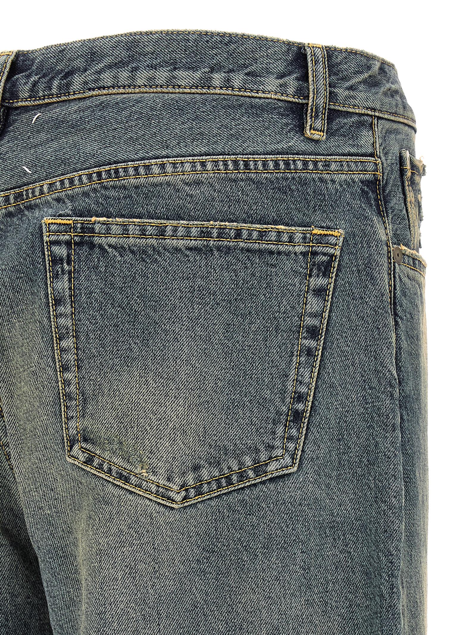 Blue Cotton Straight-Leg Jeans