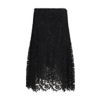 Black Silk Midi Skirt