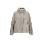 Gray Faux Fur Full-Length Jacket