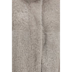 Gray Faux Fur Full-Length Jacket