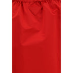 Red Silk Midi Skirt