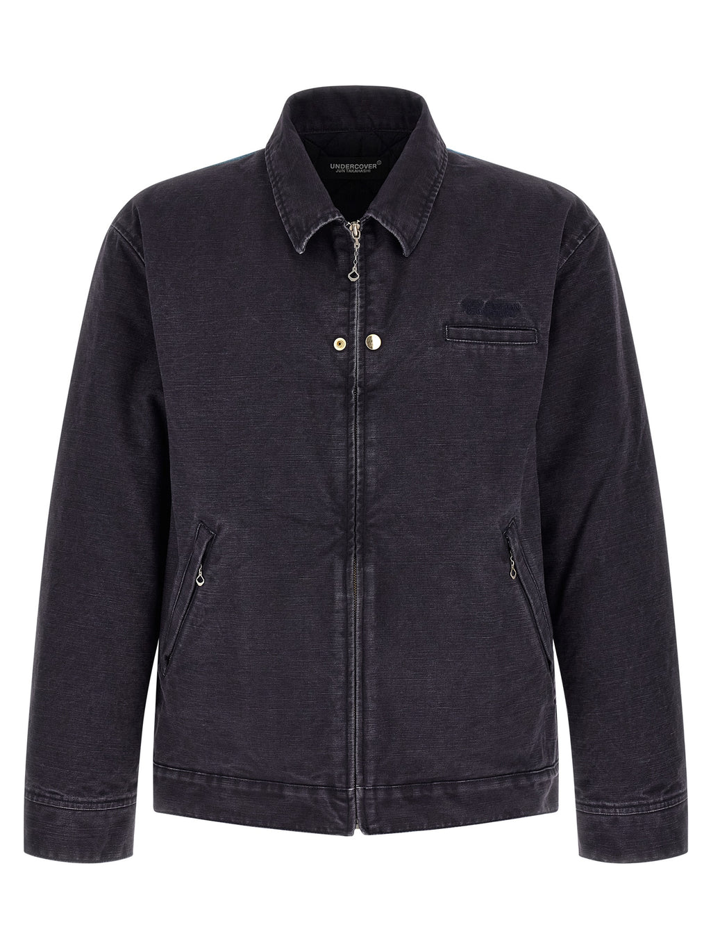 Blue Cotton Full-Length Jacket