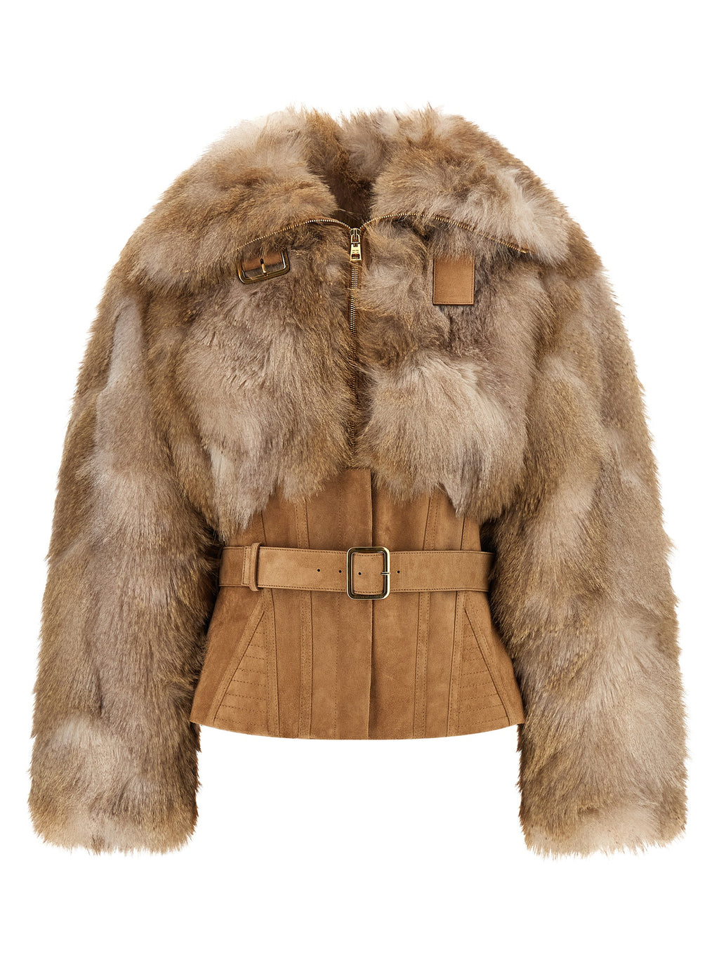 Brown Polyester Full-Length Jacket