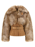 Brown Polyester Full-Length Jacket