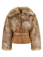Brown Polyester Full-Length Jacket