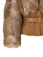 Brown Polyester Full-Length Jacket